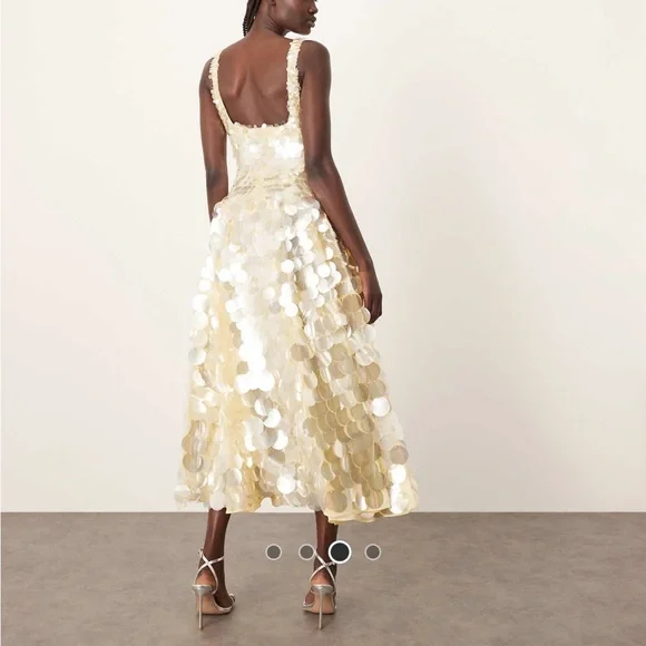 ASOS Gold Sequin Midi Dress - Picture 3 of 3